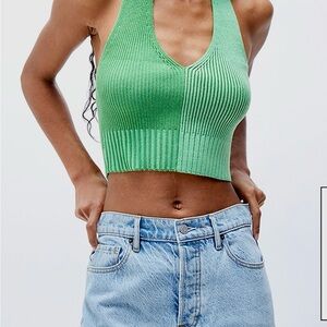 LA Hearts Two Toned Halter Sweater Tank Top